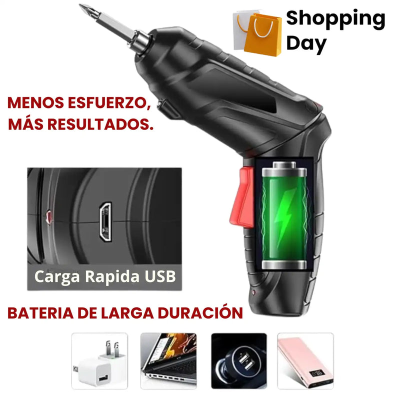 Kit Destornillador Electrico Inalambrico  PRO TOOL maletin con 45 accesorios