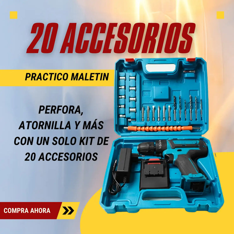 Makita PowerMax Pro™ 36V - Taladro Inalámbrico con Percutor y Kit Completo de Accesorios