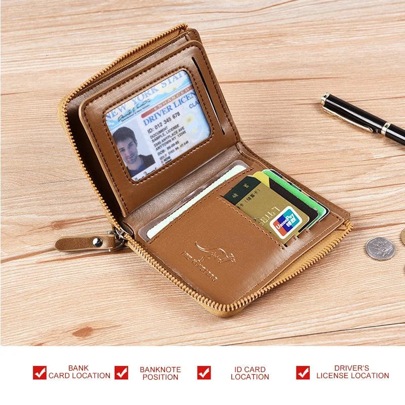 Billetera Para Hombre con Cremallera de Cuero PU (PROTECCIÓN RFID)