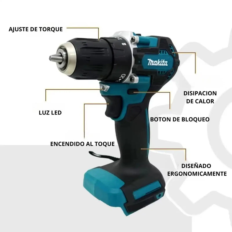 Makita PowerMax Pro™ 36V - Taladro Inalámbrico con Percutor y Kit Completo de Accesorios