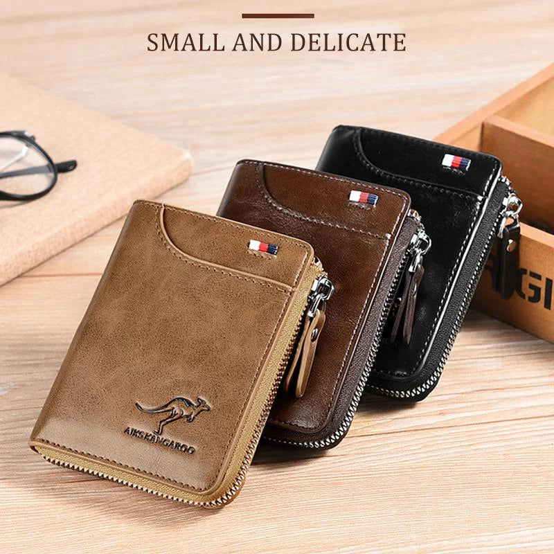 Billetera Para Hombre con Cremallera de Cuero PU (PROTECCIÓN RFID)