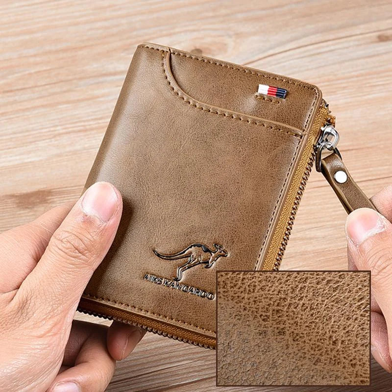 Billetera Para Hombre con Cremallera de Cuero PU (PROTECCIÓN RFID)