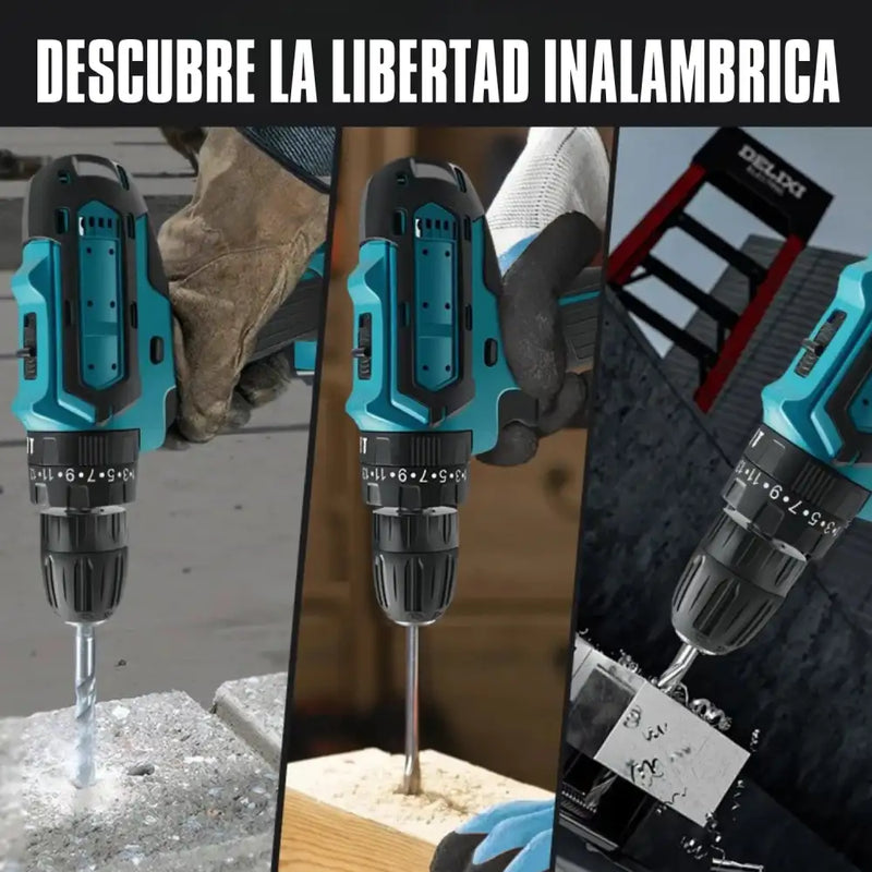 Makita PowerMax Pro™ 36V - Taladro Inalámbrico con Percutor y Kit Completo de Accesorios