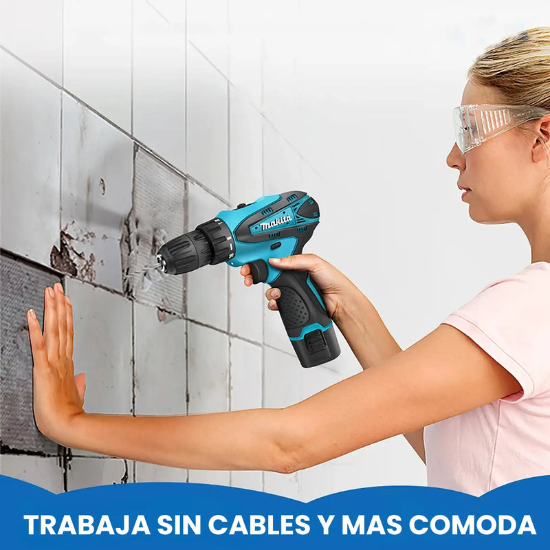 Taladro Inalámbrico Makita 48V con Luz LED Maletin con 20 accesorios, Obsequio Juego de 34 Raches ¡Incluido!