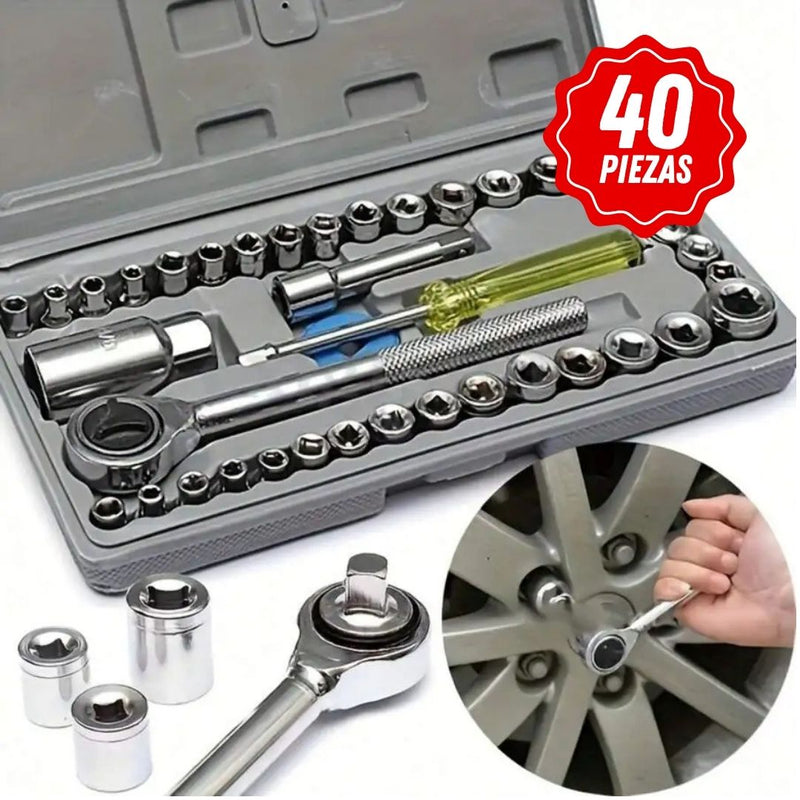 Taladro de 36v + 2 baterías 36v GRATIS + Maletin con 20 accesorios +  Juego de Raches