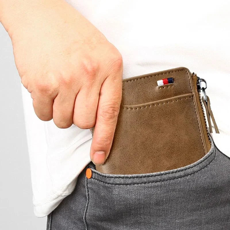 Billetera Para Hombre con Cremallera de Cuero PU (PROTECCIÓN RFID)