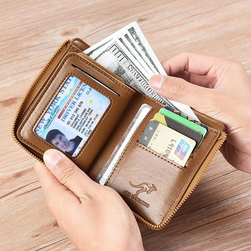 Billetera Para Hombre con Cremallera de Cuero PU (PROTECCIÓN RFID)