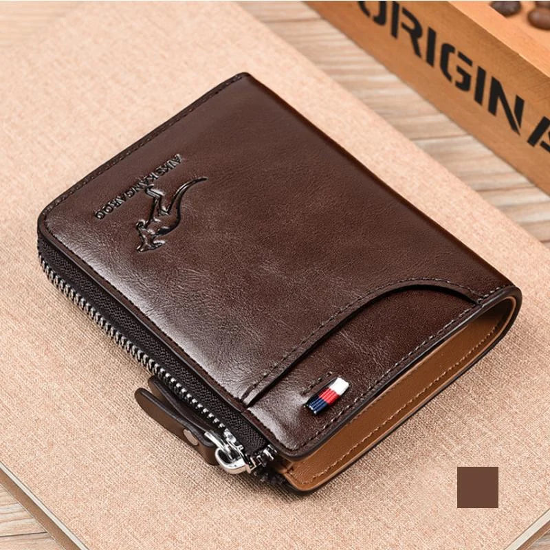 Billetera Para Hombre con Cremallera de Cuero PU (PROTECCIÓN RFID)