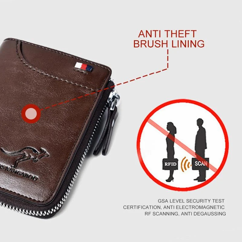 Billetera Para Hombre con Cremallera de Cuero PU (PROTECCIÓN RFID)